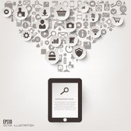 Flat abstract background with web icons Interface symbols Cloud computing N65