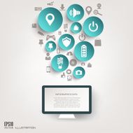 Flat abstract background with web icons Interface symbols Cloud computing N66