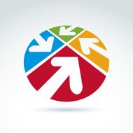 Vector Abstract Round 3D Icon With Four Arrow Symbol N3