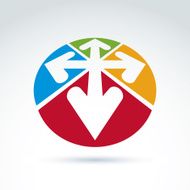 Vector Abstract Round 3D Icon With Four Arrow Symbol N4