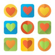 Colorful heart icons (flat design) N3