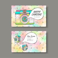 vector business card design of hand drawn camera N2