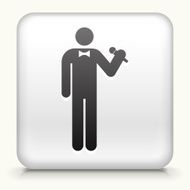 Square Button with Person Holding Microphone
