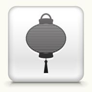Square Button with Flying Chinese Lantern