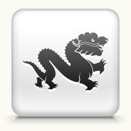 Square Button with Chinese Dragon