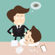businessman sleep at his office desk
