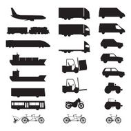 Silhouettes of various vehicles