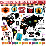 global telecommunication infographic design elements
