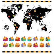 world map and housing