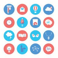 Work and creativity flat icons set N2