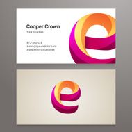 Modern letter E twisted Business card template N2