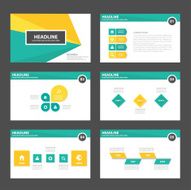 Green yellow presentation template Infographic elements icon brochure flyer