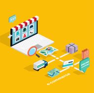 Flat 3d web isometric e-commerce electronic business online sh N2