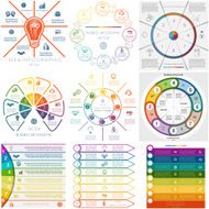 Set 9 templates Infographics cyclic processes eight positions N2