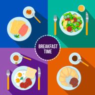 Breakfast vector set Scrambled eggs with bacon croissant and b N2