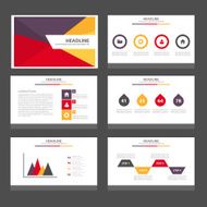 Purple yellow red Multipurpose presentation template flat design set