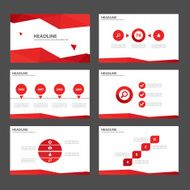Red Infographic elements presentation template flat design set