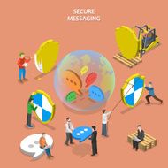 Secure messaging isometric flat vector concept