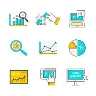 Set of Icons Flat Style Data Analysis