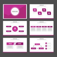 Pink Multipurpose Infographic elements presentation template flat design set