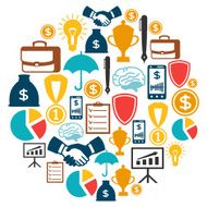 Business and finance concept from flat icons in shape N5