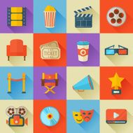 Set of flat style cinema icons