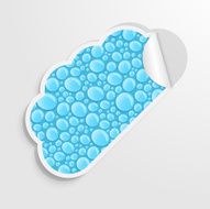 Creative sticker in the form of clouds with water droplets
