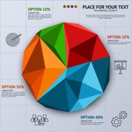 Pie chart in polygon style - business statistics with icons N2