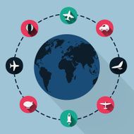 Paper clipped sticker globe transport Set N3