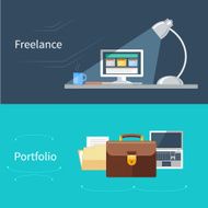 Set of flat concept for portfolio and freelance N2