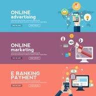 Online business banners set with advertising