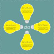 Four yellow light bulb Idea concept Business infographic