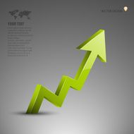 Green 3d shiny arrow move up vector