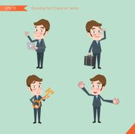 Set of drawing flat character style business office worker activities N65