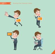 Set of drawing flat character style business office worker activities N66