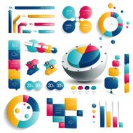 Collection of infographics elements Colorful set template N8