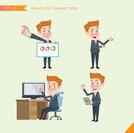 Set of drawing flat character style business office worker activities N67