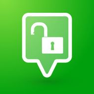 Square tooltip with an open lock