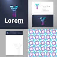 Design icon Y element with Business card and paper template