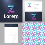 Design icon Z element with Business card and paper template
