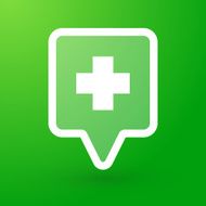 Square tooltip with a pharmacy sign