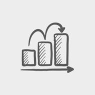 Business sales increase sketch icon