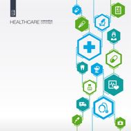 Hexagon abstract Medicine background with lines polygons integrate flat icons