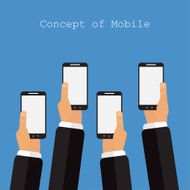 Concept of mobile app in flat design on violet background