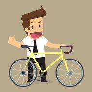 businessman cycling for health and energy saving N2