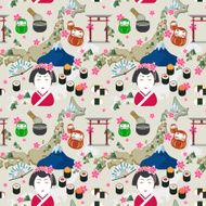 seamless pattern with traditional japan culture representative t