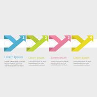 Infographic five step ribbon up arrow dashed circle text Flat
