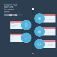 Timeline circle infographics template Menu options elements Material design layout