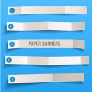 Set of white paper vector folded banners