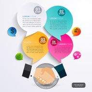 Handshake teamwork partners infographic bubble Template vector N2